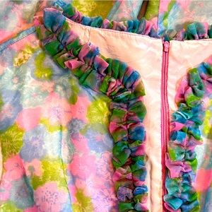 🎉HP🎉 Vintage Floral Pastel Ruffle Gathered Fit & Flare Maxi Dress SMALL EUC
